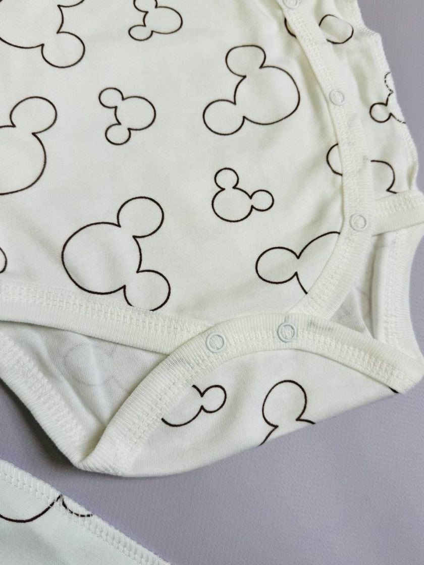 ❤ Комплект 2ка з боді з коротким рукавом інтерлок. Принт - Міккі контур беж. Розмір - 56-62р (#58351139) ✓ Anna Konvert