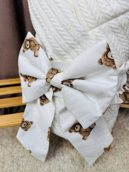 ❤ Демісезонний конверт плед на виписку, Плетіння, 80*80см. Колір - Білий, ведмедик сидячий (#88378430) ✓ Anna Konvert 2