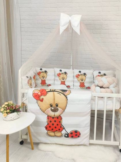 ❤ Набір у ліжко з косою "Принт" Elliz. Колір - Ведмедик Тедді дівчинка (#0231) ✓ Anna Konvert 2
