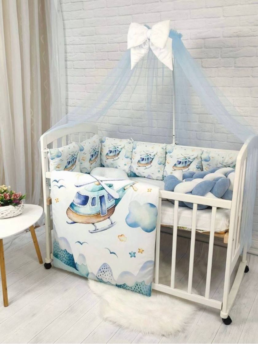 ❤ Набір у ліжко з косою "Принт" Elliz. Колір - Гвинтокрил блакитний (#79954496) ✓ Anna Konvert