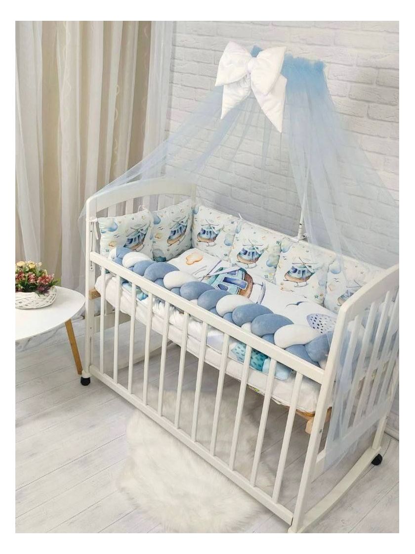 ❤ Набір у ліжко з косою "Принт" Elliz. Колір - Гвинтокрил блакитний (#79954496) ✓ Anna Konvert