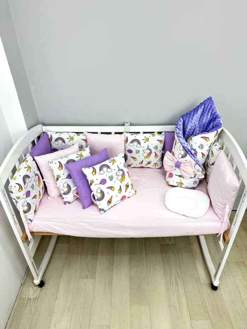 ❤ Набір з подушками на 4 боки Стандартний. Колір - Єдиноріг рожево-фіолетовий (#0220) ✓ Anna Konvert