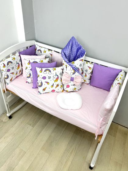 ❤ Набір з подушками на 4 боки Стандартний. Колір - Єдиноріг рожево-фіолетовий (#0220) ✓ Anna Konvert 2