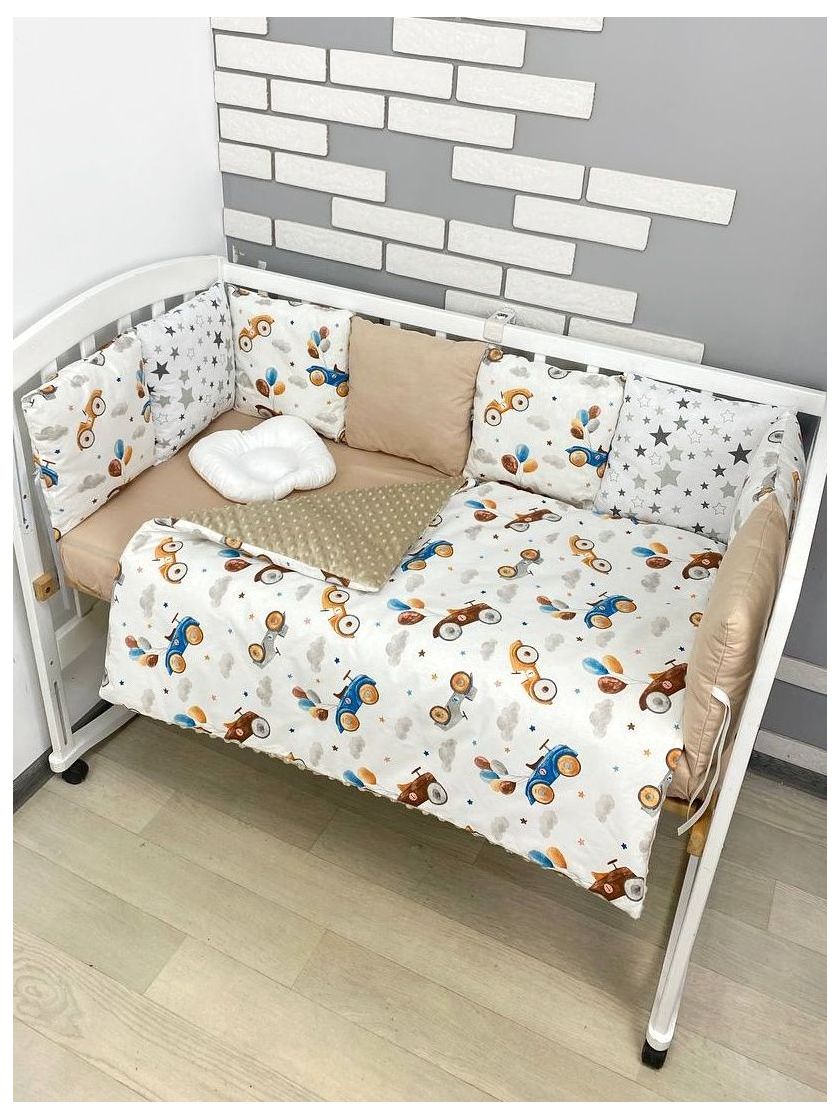 ❤ Набір з подушками на 4 боки Стандартний. Колір - Бежевий з ретро машинками (#45106205) ✓ Anna Konvert