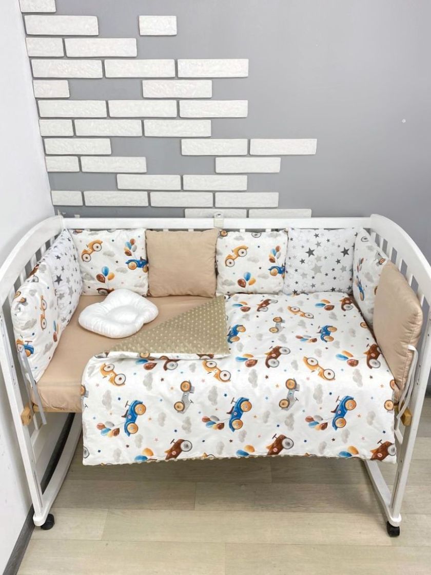 ❤ Набір з подушками на 4 боки Стандартний. Колір - Бежевий з ретро машинками (#45106205) ✓ Anna Konvert