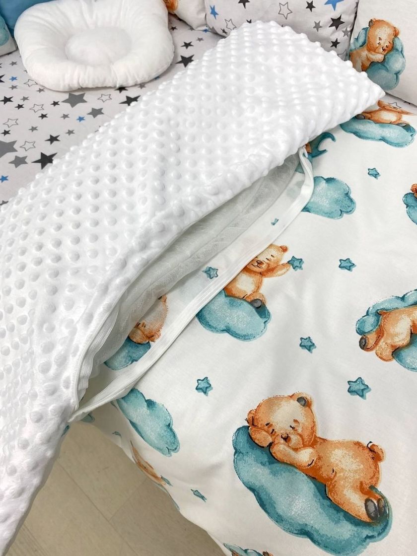 ❤ Набір з подушками на 4 боки Стандартний. Колір - Блакитно-білий з ведмедиками на хмаринці (#19677432) ✓ Anna Konvert