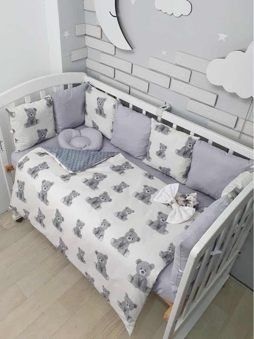 ❤ Набір з подушками на 4 боки Стандартний. Колір - Ведмедики Тедді сірі великі (#65222208) ✓ Anna Konvert