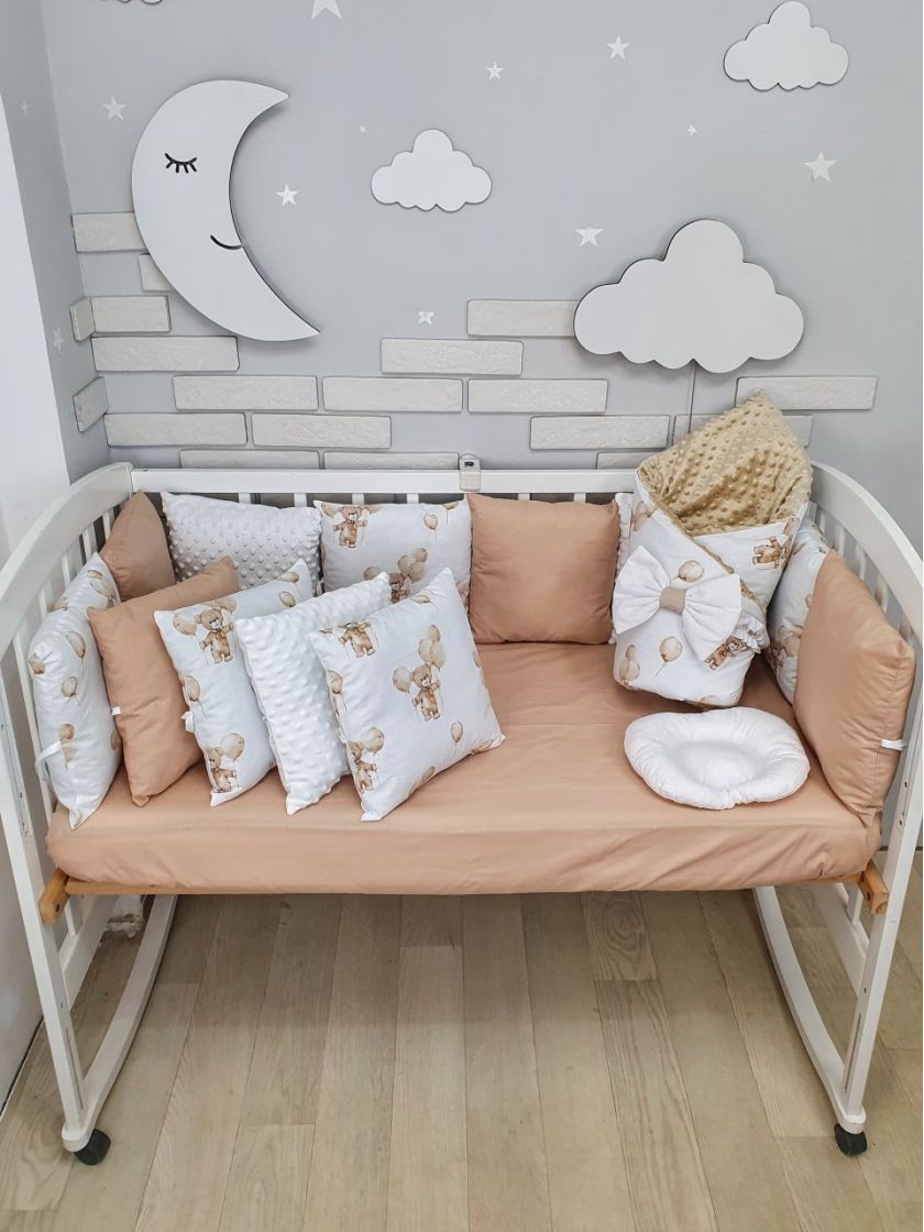 ❤ Набір з подушками на 4 боки Стандартний. Колір - Ведмедики з кульками бежеві (#81214361) ✓ Anna Konvert