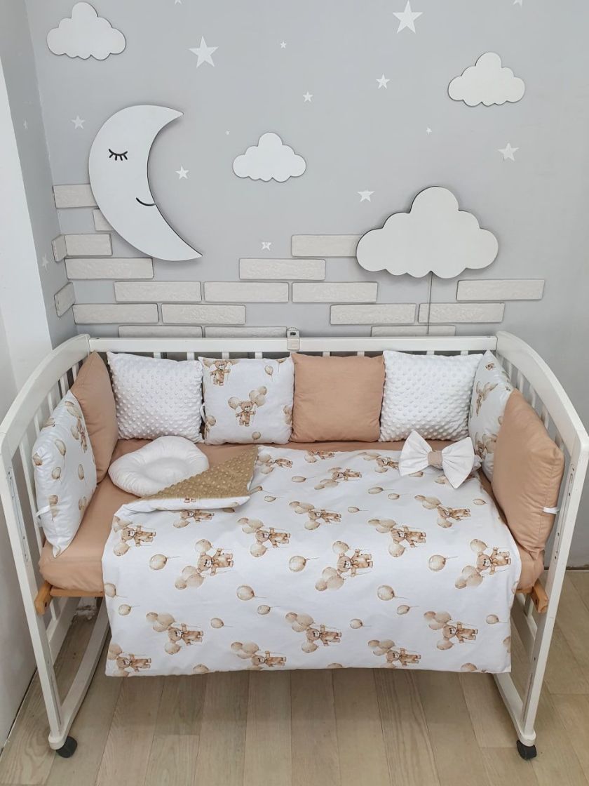 ❤ Набір з подушками на 4 боки Стандартний. Колір - Ведмедики з кульками бежеві (#81214361) ✓ Anna Konvert