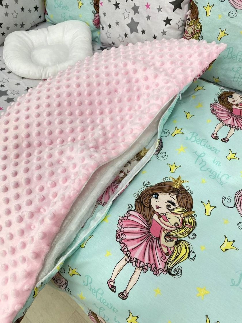 ❤ Набір з подушками на 4 боки Стандартний. Колір - М'ятно-рожевий з єдиноріжками (#77962958) ✓ Anna Konvert