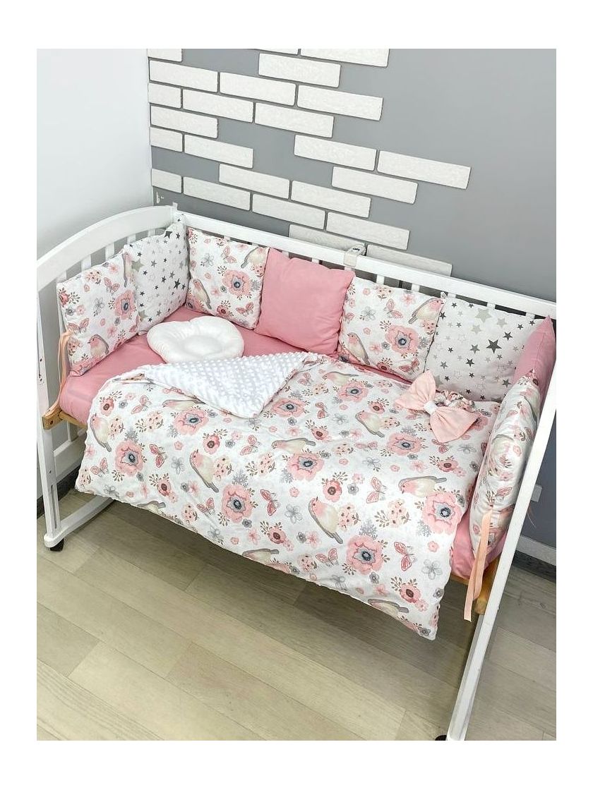 ❤ Набір з подушками на 4 боки Стандартний. Колір - Рожевий з пташками та квіточкам (#87560131) ✓ Anna Konvert