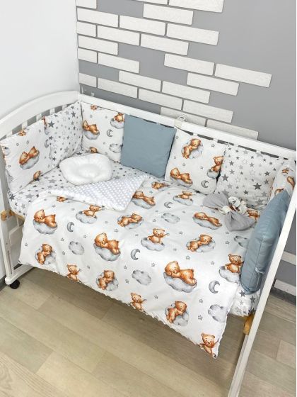 ❤ Набір з подушками на 4 боки Стандартний. Колір - Сіро-білий з ведмедиками на хмаринці (#98292460) ✓ Anna Konvert 2