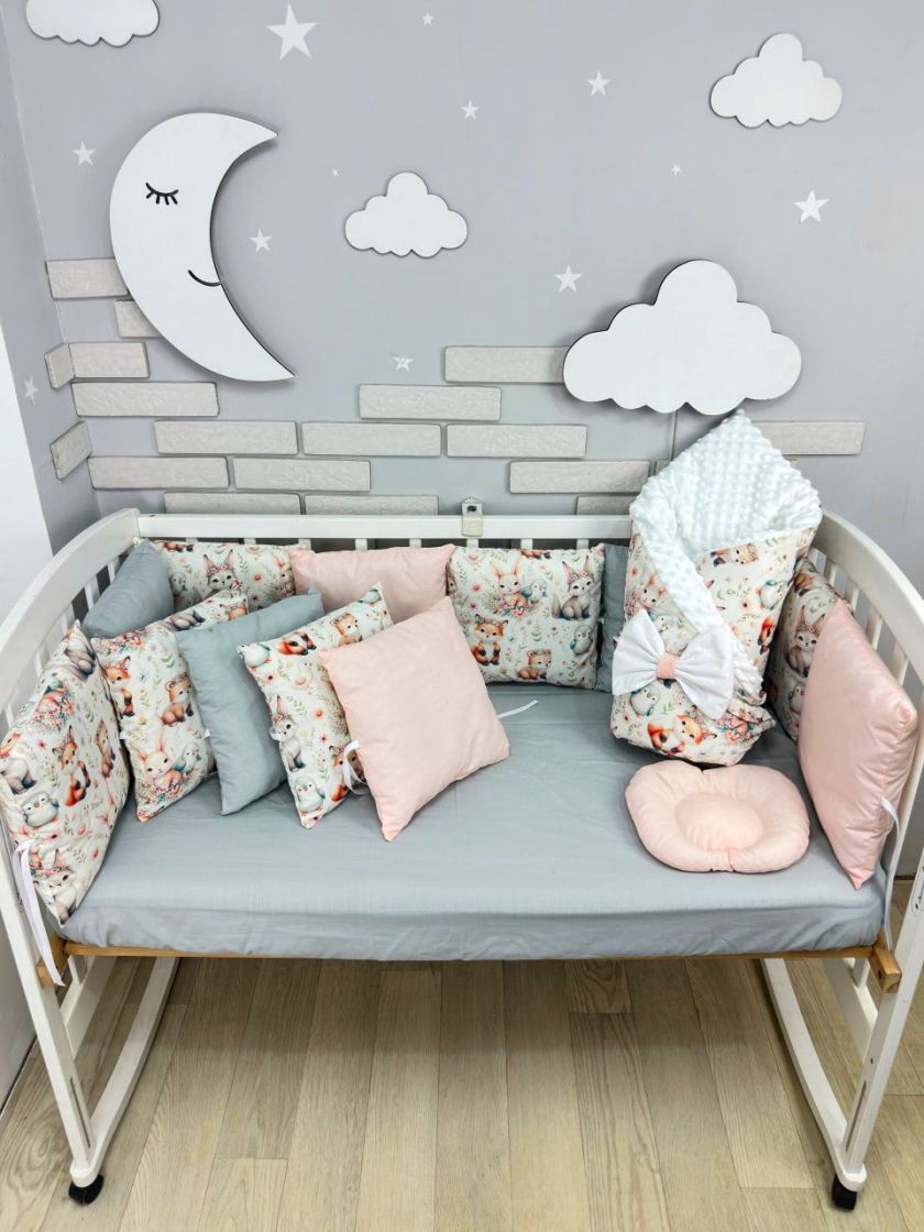 ❤ Набір з подушками на 4 боки Стандартний. Колір - Сіро-рожевий милі звірі (#43833571) ✓ Anna Konvert