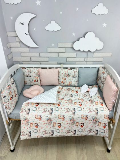 ❤ Набір з подушками на 4 боки Стандартний. Колір - Сіро-рожевий милі звірі (#43833571) ✓ Anna Konvert 2