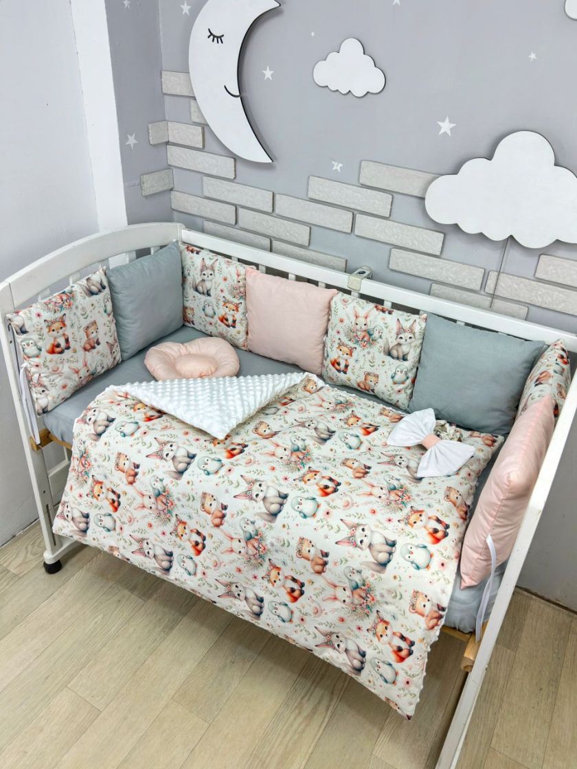 ❤ Набір з подушками на 4 боки Стандартний. Колір - Сіро-рожевий милі звірі (#43833571) ✓ Anna Konvert