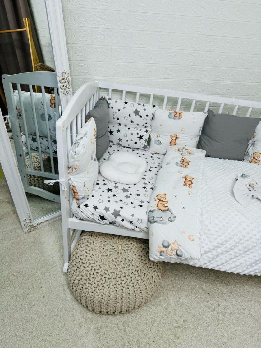 ❤ Набір з подушками на 4 боки Стандартний. Колір - Ведмедик з кульками на хмаринці сірий (#16811034) ✓ Anna Konvert