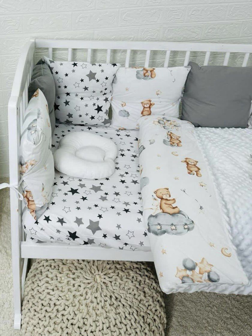 ❤ Набір з подушками на 4 боки Стандартний. Колір - Ведмедик з кульками на хмаринці сірий (#16811034) ✓ Anna Konvert