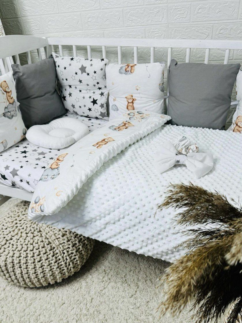 ❤ Набір з подушками на 4 боки Стандартний. Колір - Ведмедик з кульками на хмаринці сірий (#16811034) ✓ Anna Konvert
