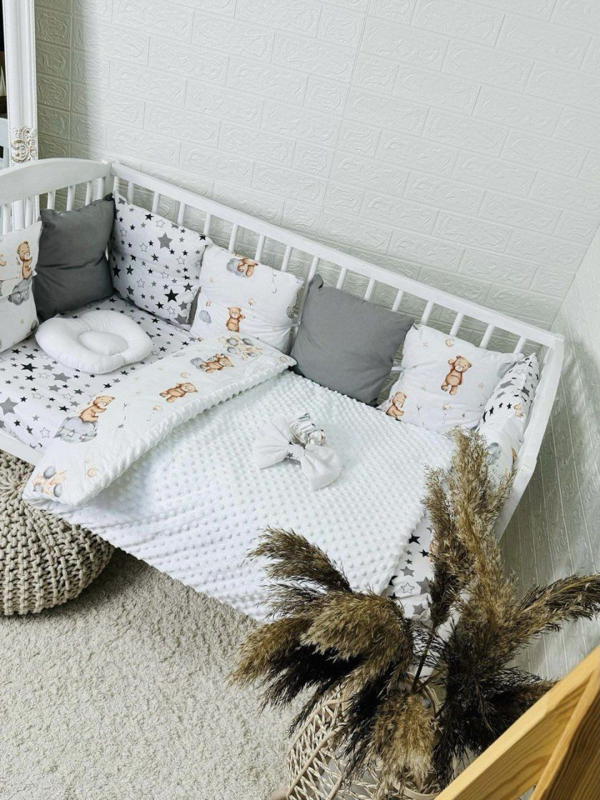 ❤ Набір з подушками на 4 боки Стандартний. Колір - Ведмедик з кульками на хмаринці сірий (#16811034) ✓ Anna Konvert