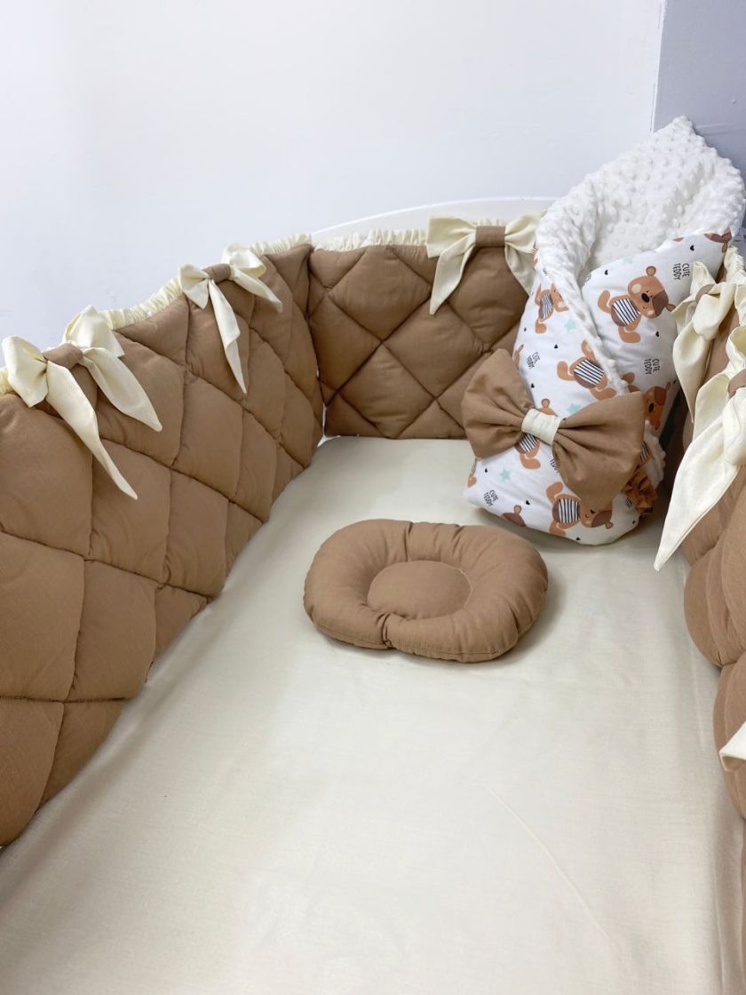 ❤ Набір "Стьоганка" з суцільними бортиками на 4 сторони. Колір - Шоколадний з ведмедиками (#39440727) ✓ Anna Konvert