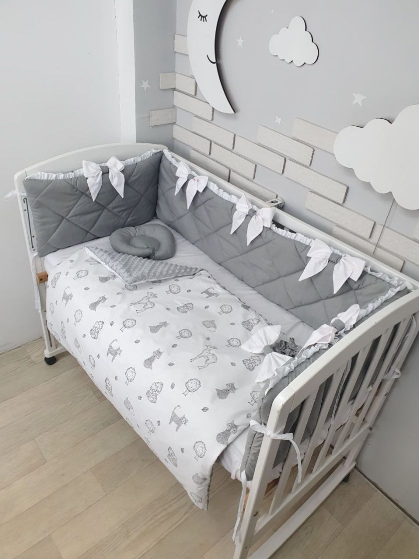 ❤ Набір "Стьоганка" з суцільними бортиками на 4 сторони. Колір - Сірий зі звірятами контур (#89795190) ✓ Anna Konvert