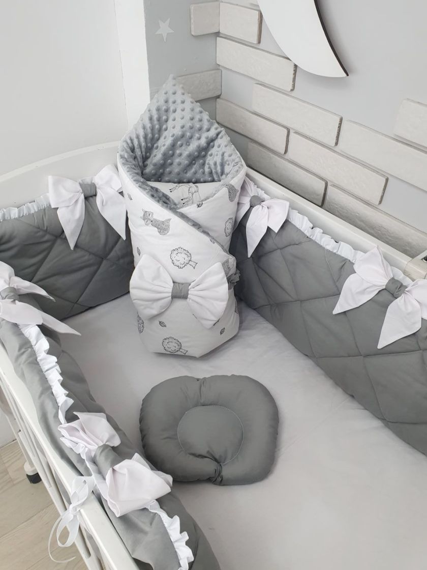 ❤ Набір "Стьоганка" з суцільними бортиками на 4 сторони. Колір - Сірий зі звірятами контур (#89795190) ✓ Anna Konvert