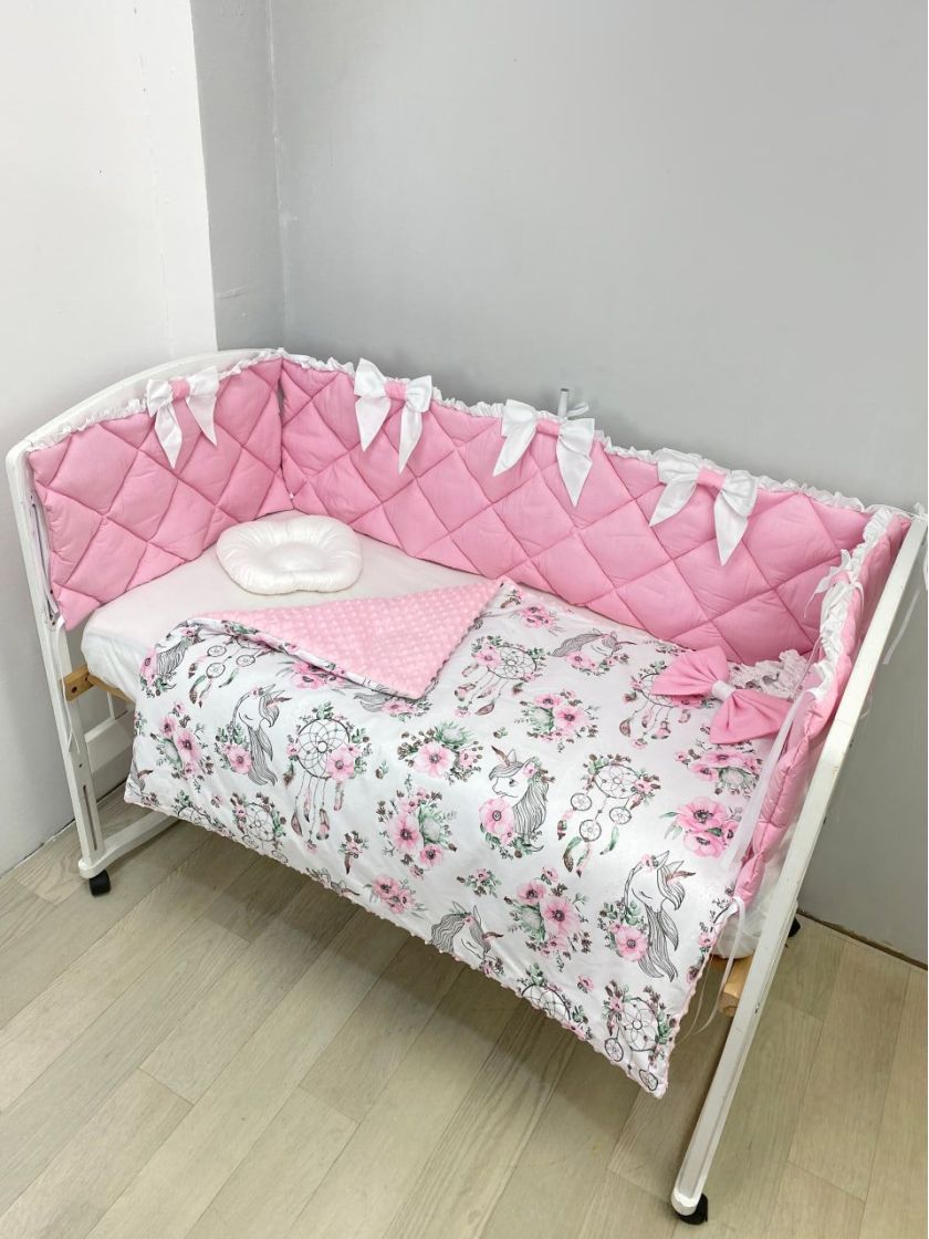 ❤ Набір "Стьоганка" з суцільними бортиками на 4 сторони. Колір - Рожевий з ловцями снів (#46462945) ✓ Anna Konvert