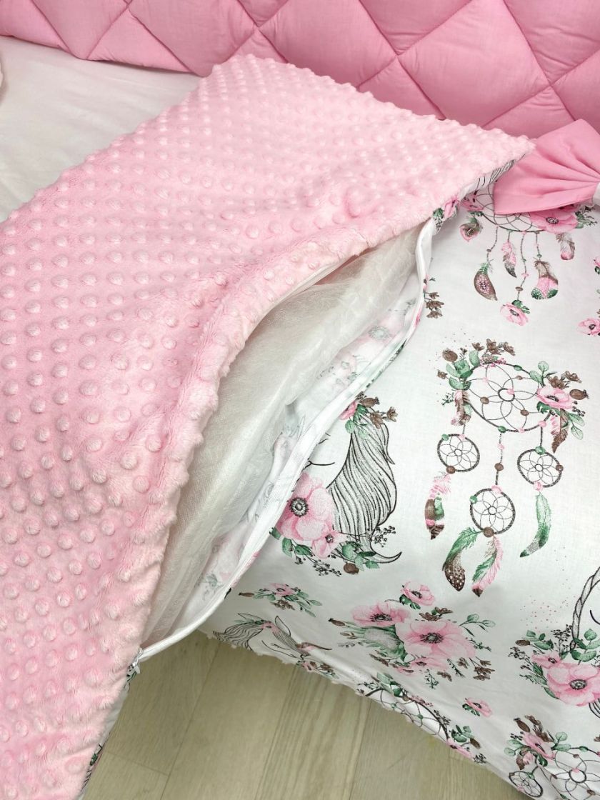 ❤ Набір "Стьоганка" з суцільними бортиками на 4 сторони. Колір - Рожевий з ловцями снів (#46462945) ✓ Anna Konvert