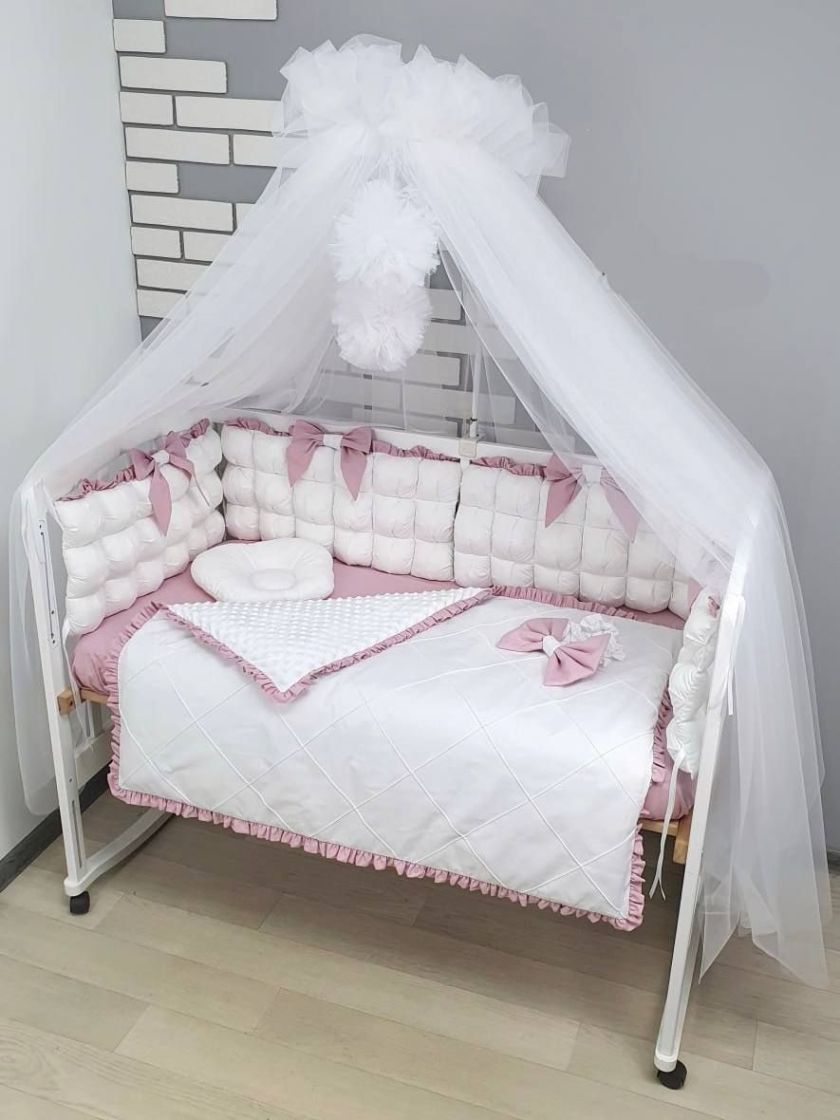 ❤ Набір з суцільними бортиками "Бомбон" Порше. Колір - Біло-пудровий (#64796202) ✓ Anna Konvert