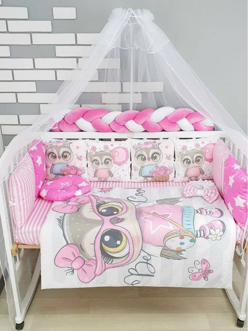 ❤ Набір "Бавовняний" з косою на 4 ту сторону. Колір - Сова в окулярах, малиновий (#47383585) ✓ Anna Konvert