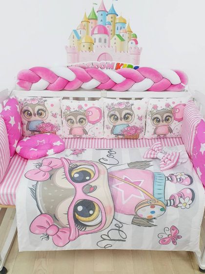 ❤ Набір "Бавовняний" з косою на 4 ту сторону. Колір - Сова в окулярах, малиновий (#47383585) ✓ Anna Konvert 2