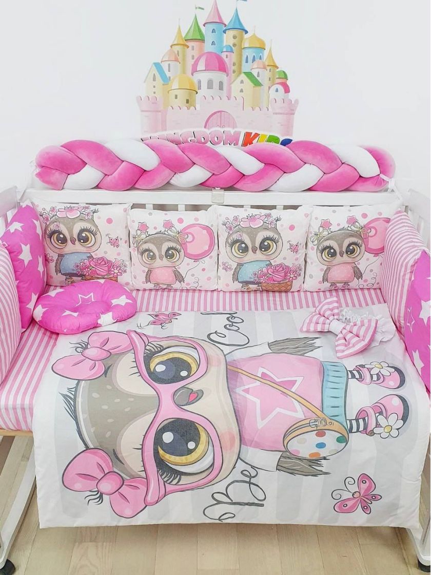 ❤ Набір "Бавовняний" з косою на 4 ту сторону. Колір - Сова в окулярах, малиновий (#47383585) ✓ Anna Konvert