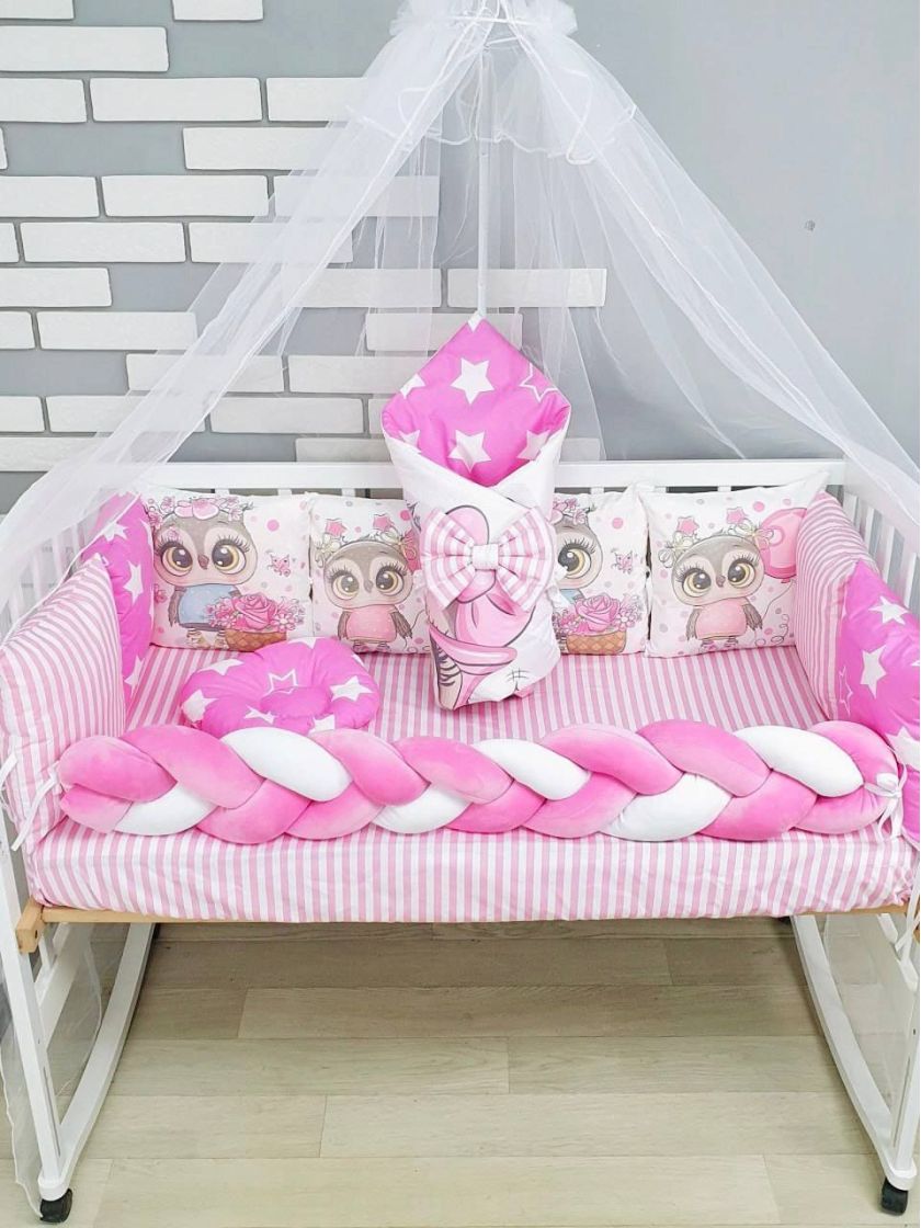 ❤ Набір "Бавовняний" з косою на 4 ту сторону. Колір - Сова в окулярах, малиновий (#47383585) ✓ Anna Konvert