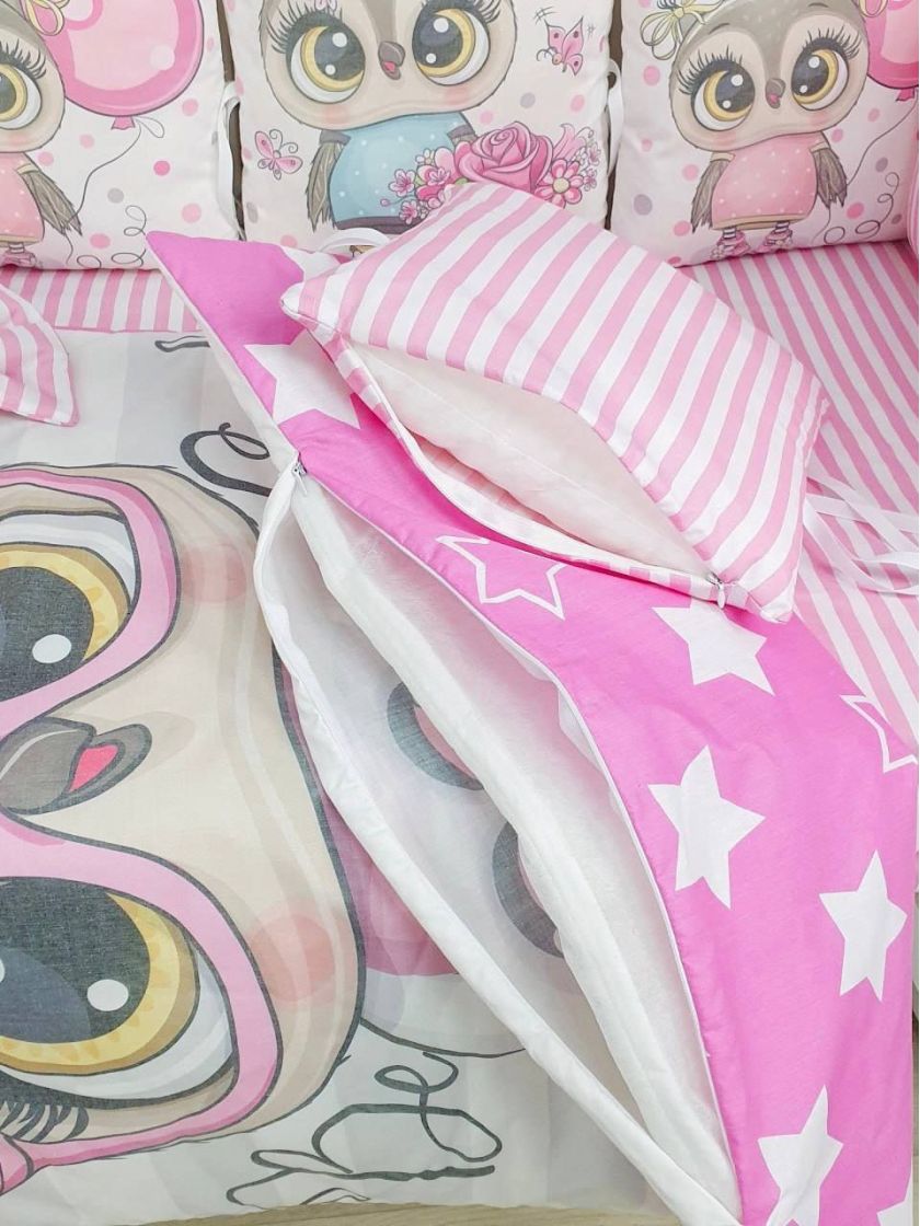 ❤ Набір "Бавовняний" з косою на 4 ту сторону. Колір - Сова в окулярах, малиновий (#47383585) ✓ Anna Konvert