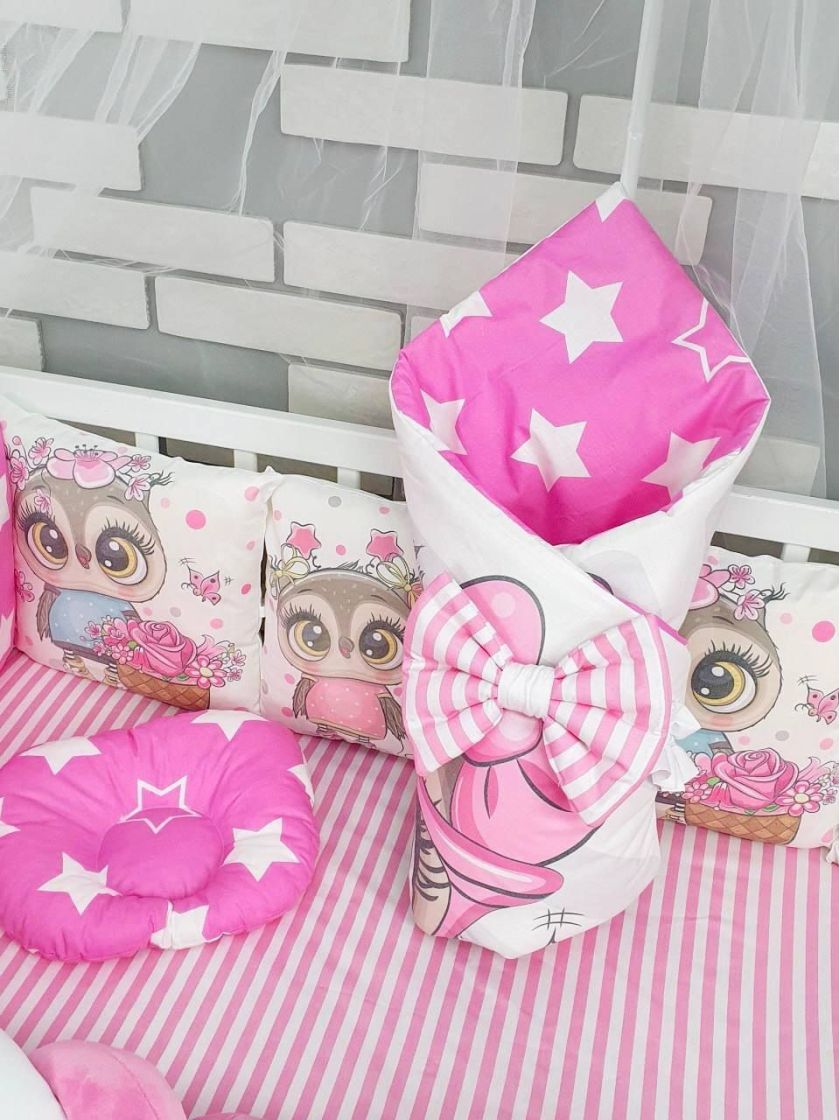 ❤ Набір "Бавовняний" з косою на 4 ту сторону. Колір - Сова в окулярах, малиновий (#47383585) ✓ Anna Konvert