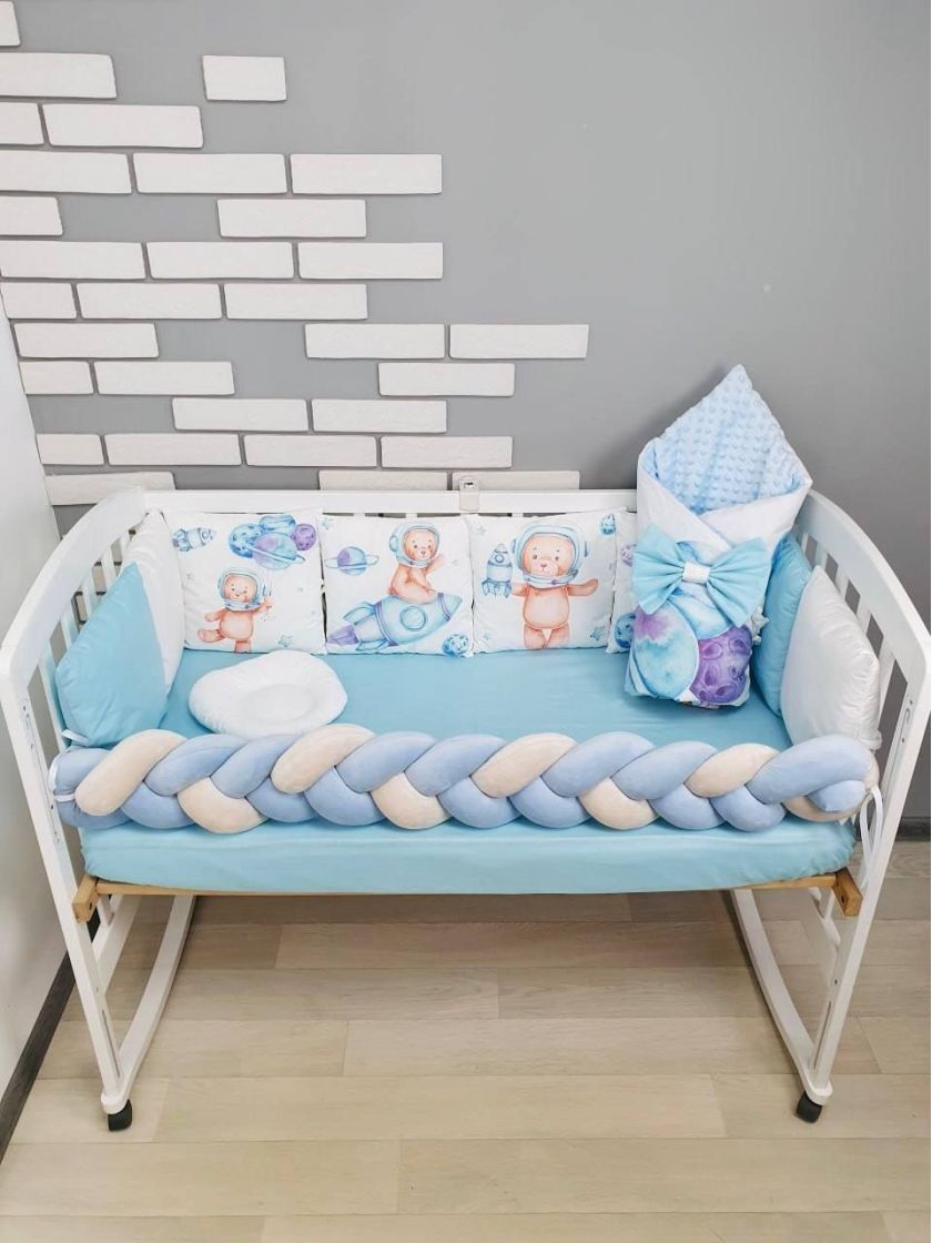 ❤ Набір "Коса" зі з'ємними наволочками. Колір - Ведмедик космонавт, блакитний (#45734981) ✓ Anna Konvert