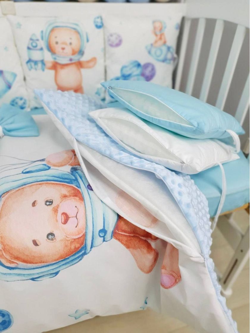 ❤ Набір "Коса" зі з'ємними наволочками. Колір - Ведмедик космонавт, блакитний (#45734981) ✓ Anna Konvert