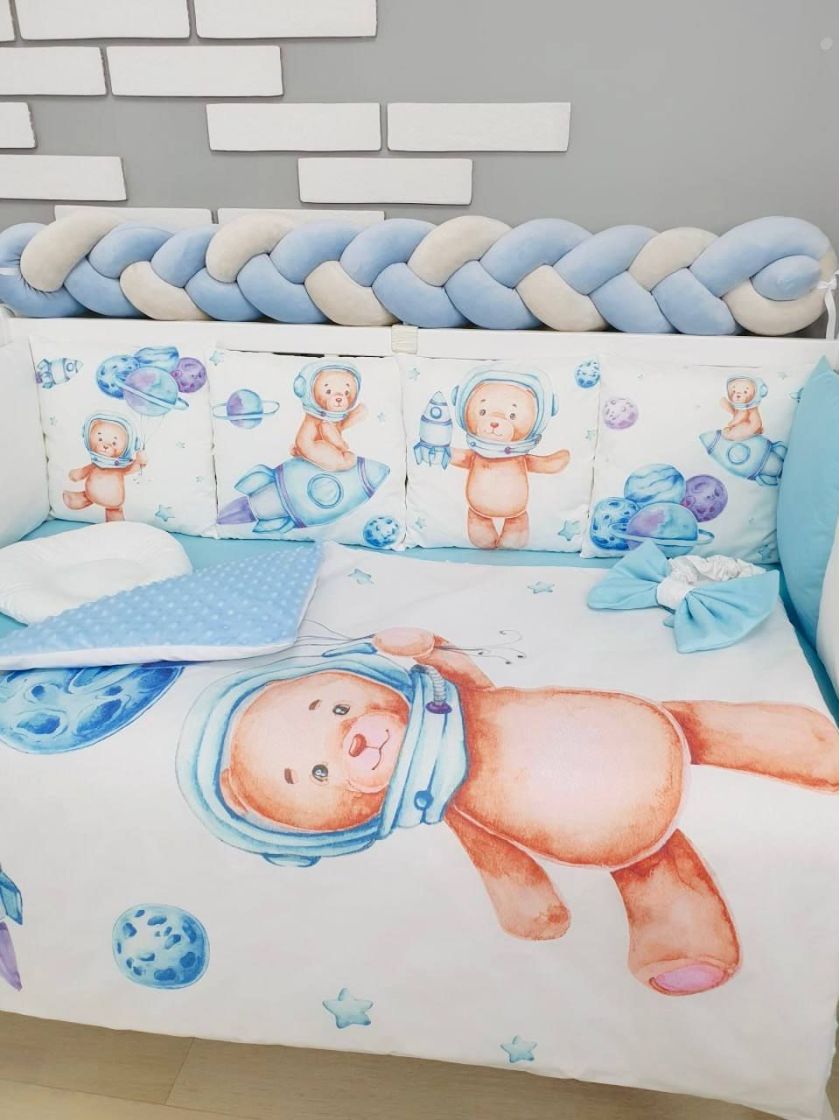 ❤ Набір "Коса" зі з'ємними наволочками. Колір - Ведмедик космонавт, блакитний (#45734981) ✓ Anna Konvert