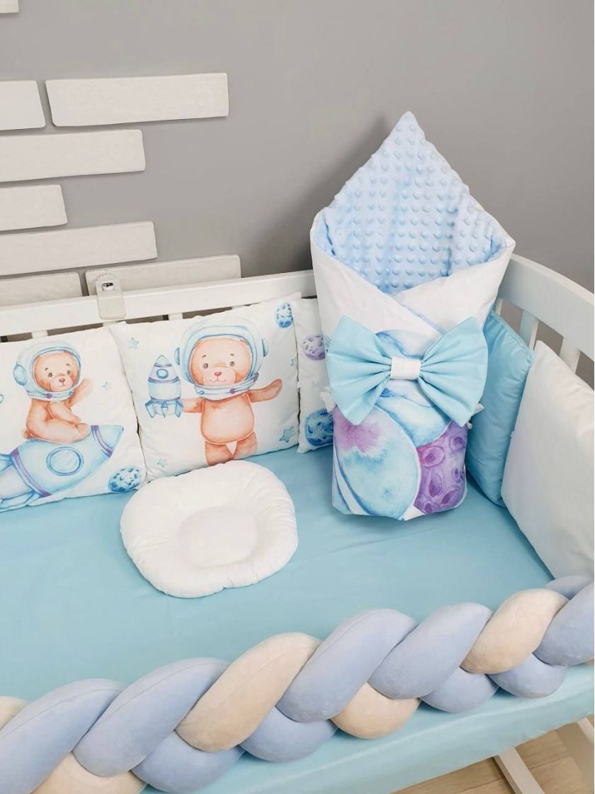 ❤ Набір "Коса" зі з'ємними наволочками. Колір - Ведмедик космонавт, блакитний (#45734981) ✓ Anna Konvert
