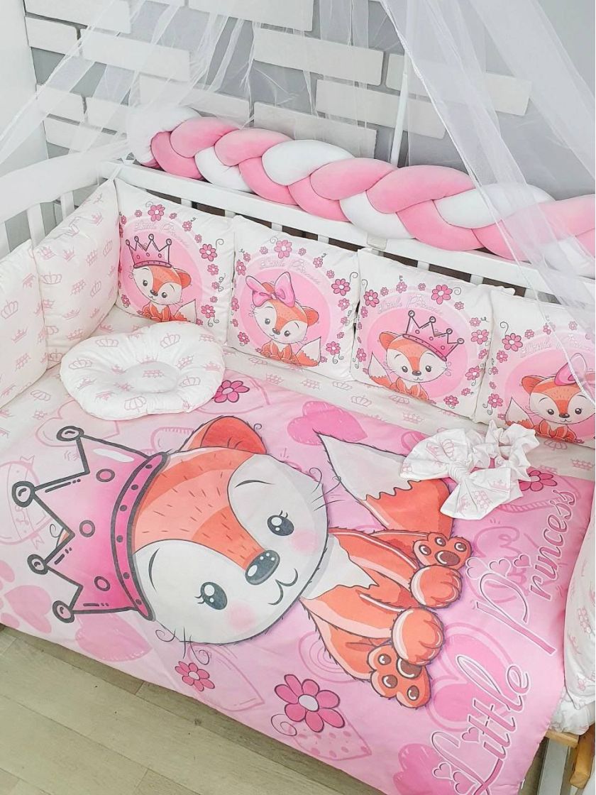 ❤ Набір "Бавовняний" з косою на 4 ту сторону. Колір - Лисичка з короною, рожевий (#41852085) ✓ Anna Konvert