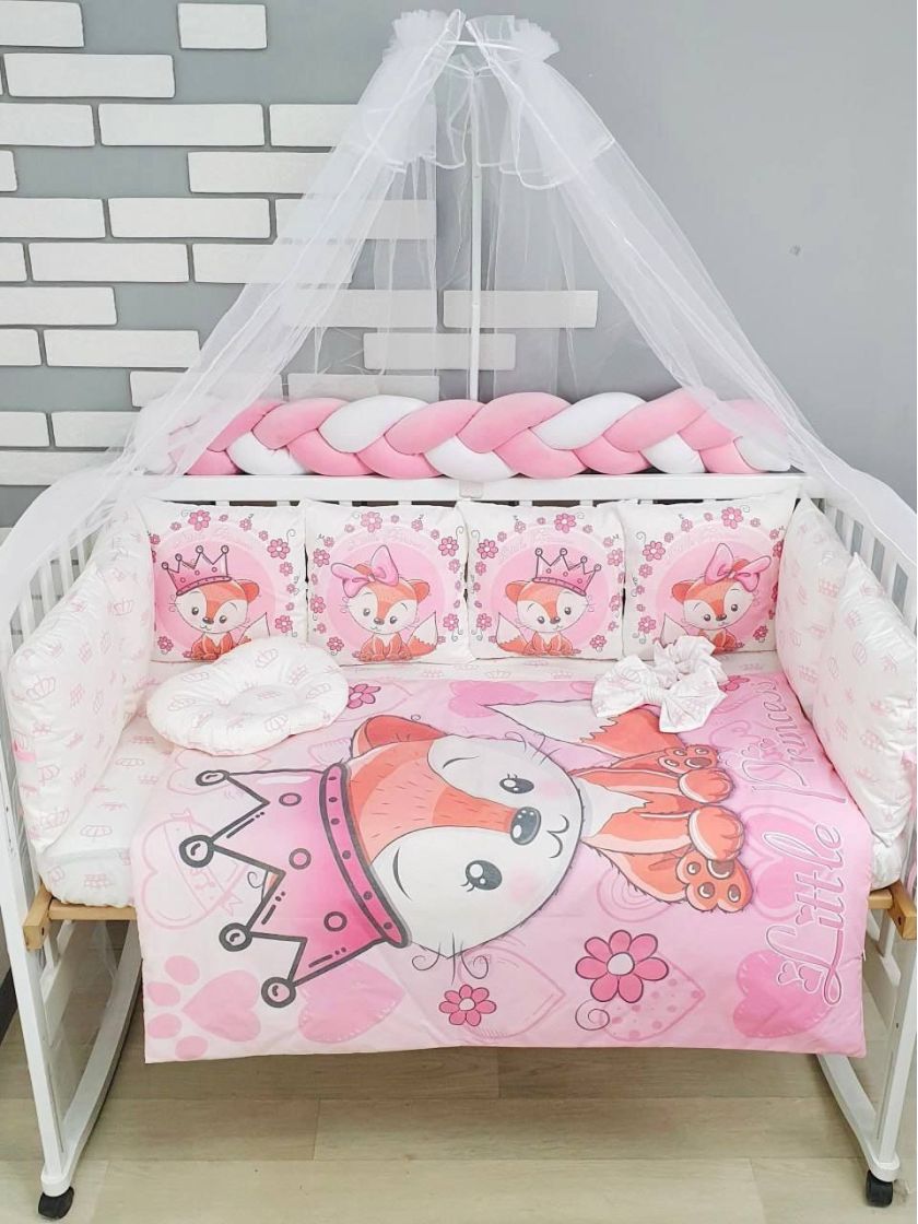 ❤ Набір "Бавовняний" з косою на 4 ту сторону. Колір - Лисичка з короною, рожевий (#41852085) ✓ Anna Konvert