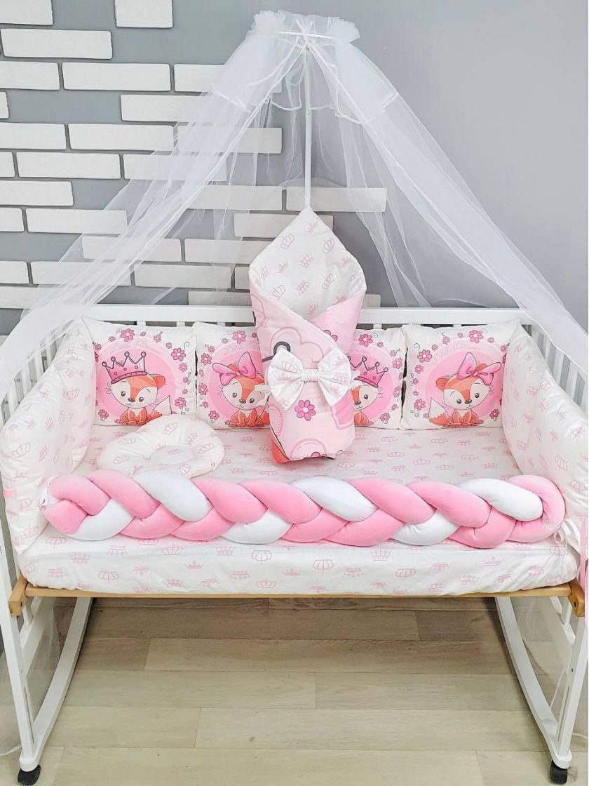 ❤ Набір "Бавовняний" з косою на 4 ту сторону. Колір - Лисичка з короною, рожевий (#41852085) ✓ Anna Konvert