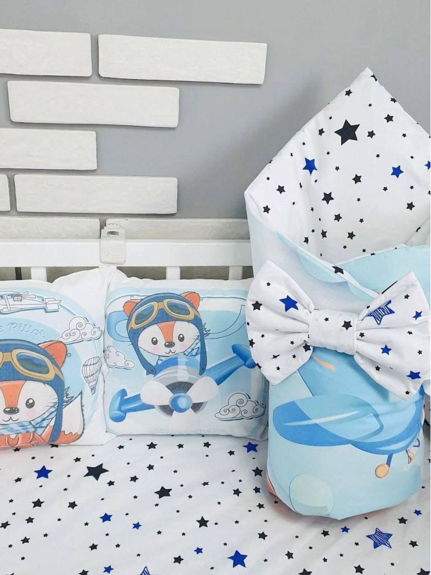 ❤ Набір "Бавовняний" з косою на 4 ту сторону. Колір - Лисеня пілот, блакитний (#17579997) ✓ Anna Konvert