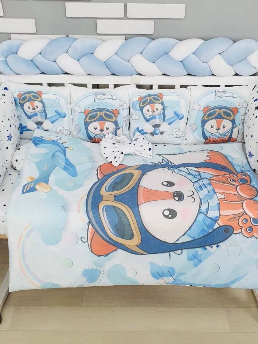 ❤ Набір "Бавовняний" з косою на 4 ту сторону. Колір - Лисеня пілот, блакитний (#17579997) ✓ Anna Konvert