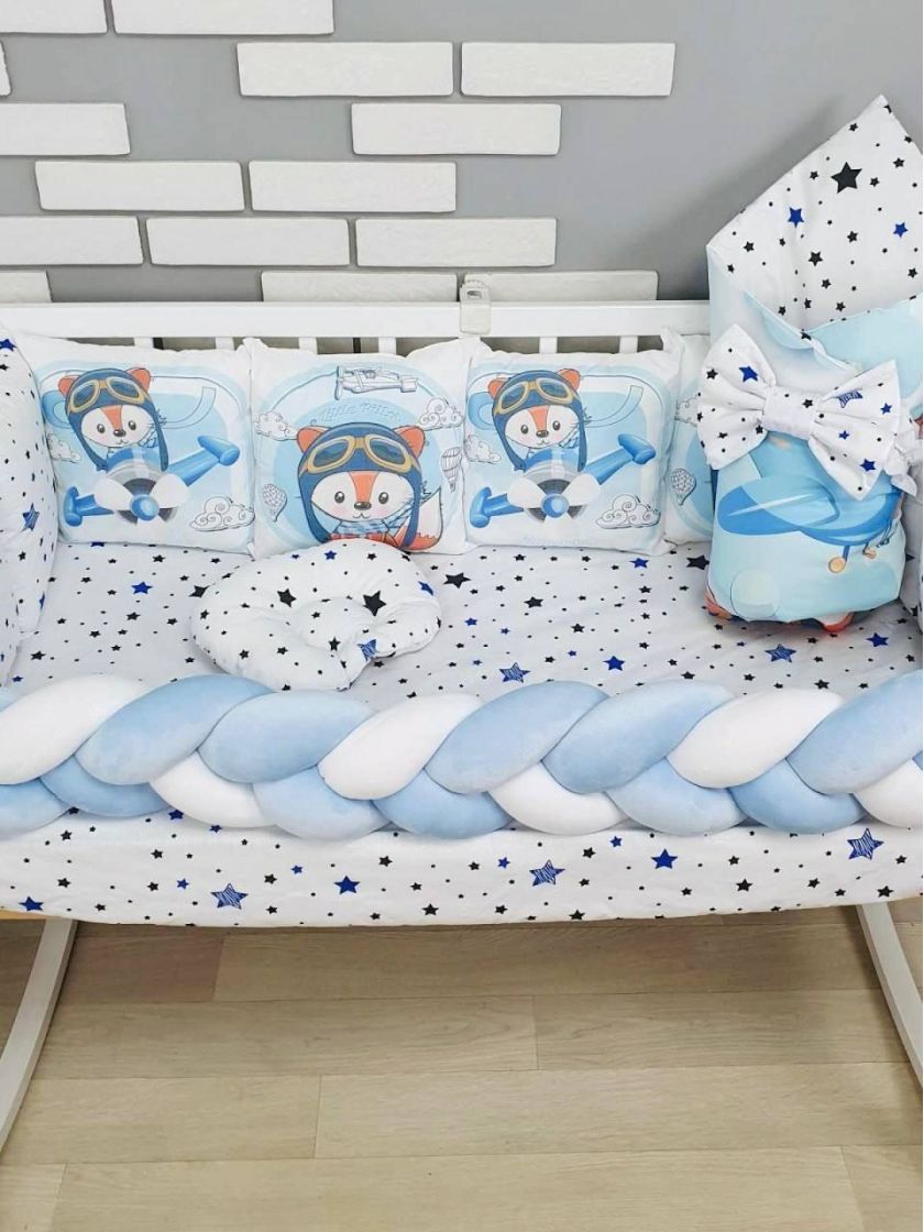 ❤ Набір "Бавовняний" з косою на 4 ту сторону. Колір - Лисеня пілот, блакитний (#17579997) ✓ Anna Konvert