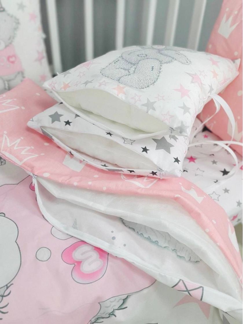 ❤ Набір "Бавовняний" з косою на 4 ту сторону. Колір - Ведмедик Тедді з короною рожевий (#43582653) ✓ Anna Konvert