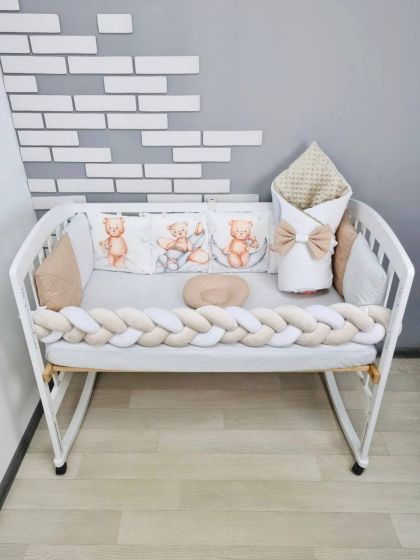 ❤ Набір "Коса" зі з'ємними наволочками. Колір - Ведмедик на літачку, бежевий (#64889989) ✓ Anna Konvert 2