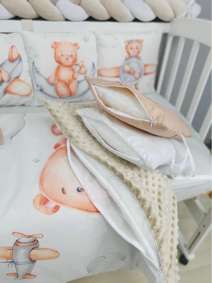 ❤ Набір "Коса" зі з'ємними наволочками. Колір - Ведмедик на літачку, бежевий (#64889989) ✓ Anna Konvert