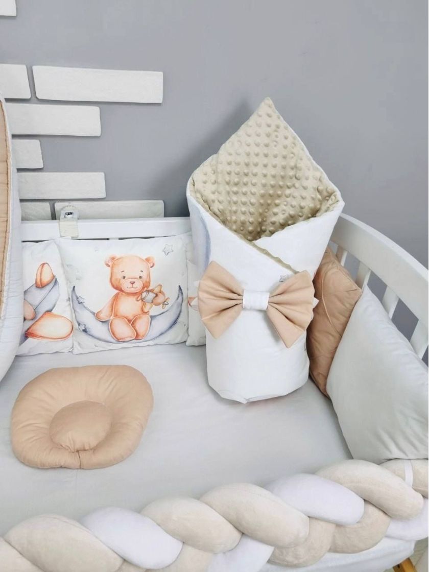 ❤ Набір "Коса" зі з'ємними наволочками. Колір - Ведмедик на літачку, бежевий (#64889989) ✓ Anna Konvert