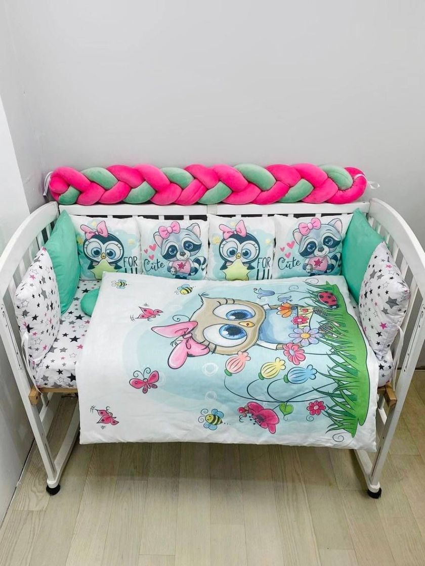 ❤ Набір "Коса" зі з'ємними наволочками. Колір - Совеня, зелено-малиновий (#54244474) ✓ Anna Konvert